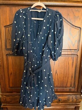 Caslon Navy Dress with White Polka Dots